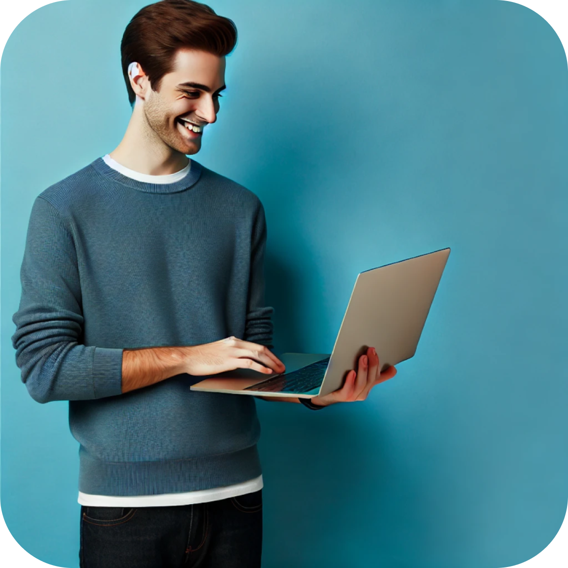 Persona mirando el teléfono fondo naranja